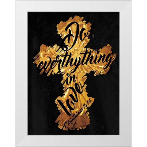 Gold Cross Black Mate White Modern Wood Framed Art Print by Villa, Mlli