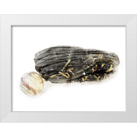 Ball And Gloves White Modern Wood Framed Art Print by Villa, Mlli
