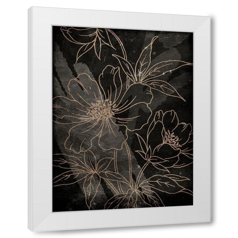 Muted Golden Abstract Floral White Modern Wood Framed Art Print by Villa, Milli