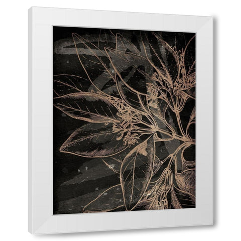 Muted Golden Abstract Floral Mate White Modern Wood Framed Art Print by Villa, Milli