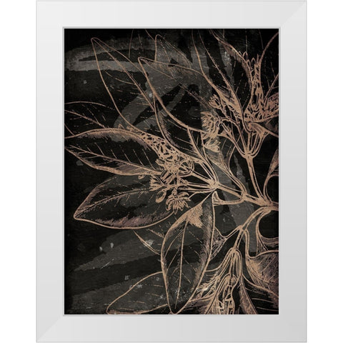 Muted Golden Abstract Floral Mate White Modern Wood Framed Art Print by Villa, Milli