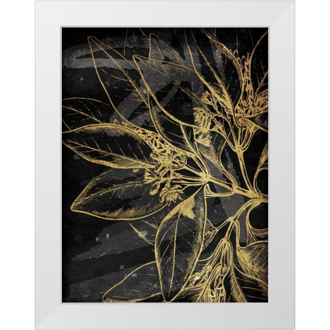 Golden Abstract Floral Mate White Modern Wood Framed Art Print by Villa, Milli