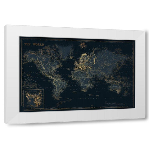 Golden Blue World White Modern Wood Framed Art Print by Villa, Mlli