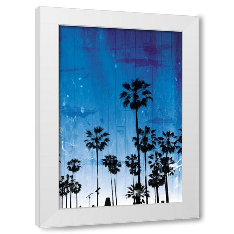 Palm Peach Night Blue White Modern Wood Framed Art Print by Villa, Milli