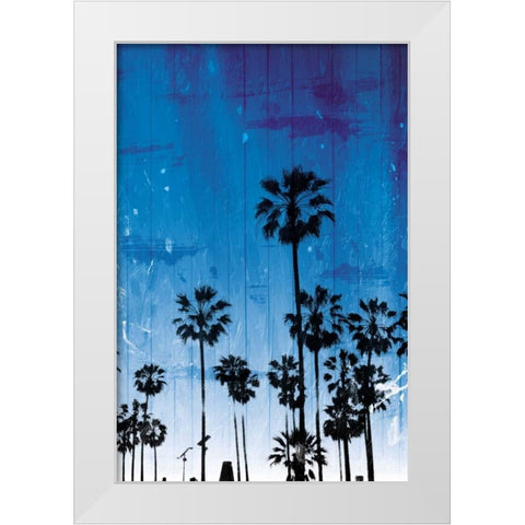 Palm Peach Night Blue White Modern Wood Framed Art Print by Villa, Milli