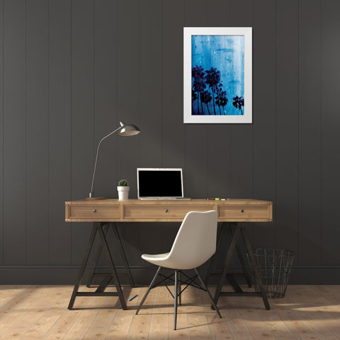 Palm Cool Night Blue White Modern Wood Framed Art Print by Villa, Milli