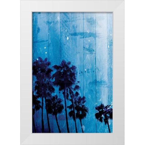 Palm Cool Night Blue White Modern Wood Framed Art Print by Villa, Milli