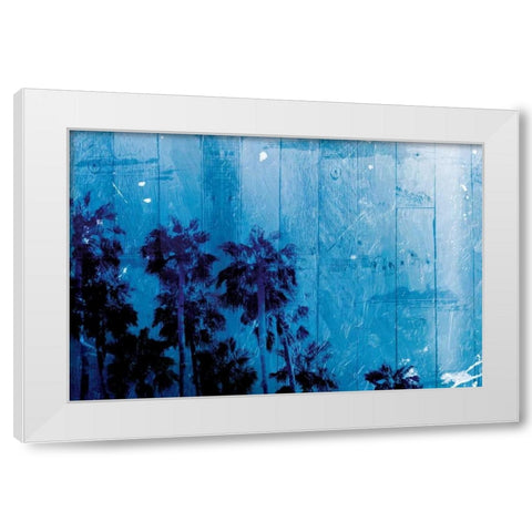 Palm Cool Night Blue Horizontal White Modern Wood Framed Art Print by Villa, Milli