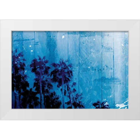 Palm Cool Night Blue Horizontal White Modern Wood Framed Art Print by Villa, Milli