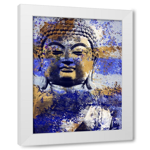 Blue Gold Prayer White Modern Wood Framed Art Print by Villa, Milli