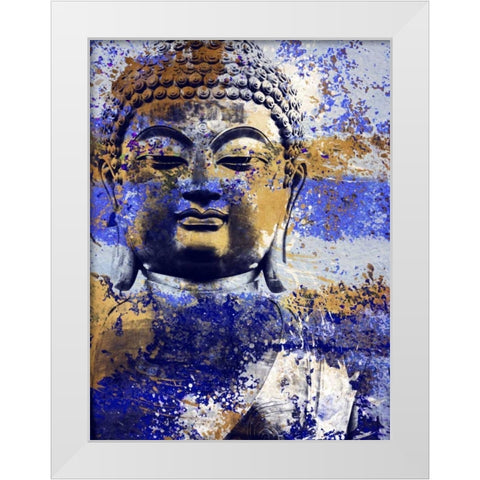 Blue Gold Prayer White Modern Wood Framed Art Print by Villa, Milli