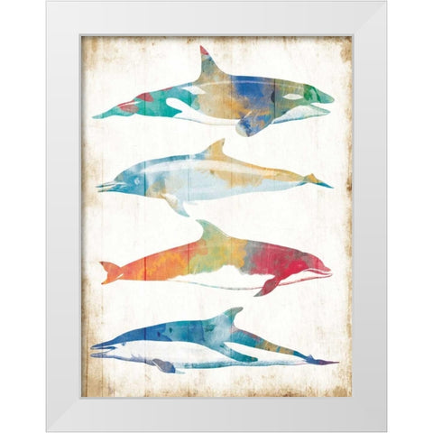 Colorful Sea Life White Modern Wood Framed Art Print by Villa, Milli