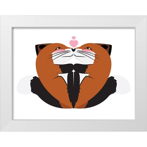 Fox Hug White Modern Wood Framed Art Print by Villa, Mlli