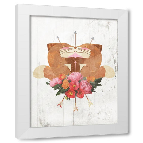 Fox Arrow Flowers White Modern Wood Framed Art Print by Villa, Mlli
