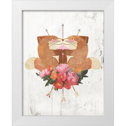 Fox Arrow Flowers White Modern Wood Framed Art Print by Villa, Mlli