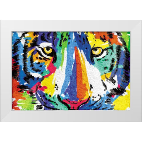 Tiger Eyes White Modern Wood Framed Art Print by Villa, Mlli