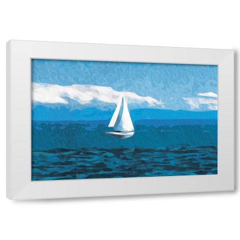 Shapes At Sea White Modern Wood Framed Art Print by Villa, Mlli