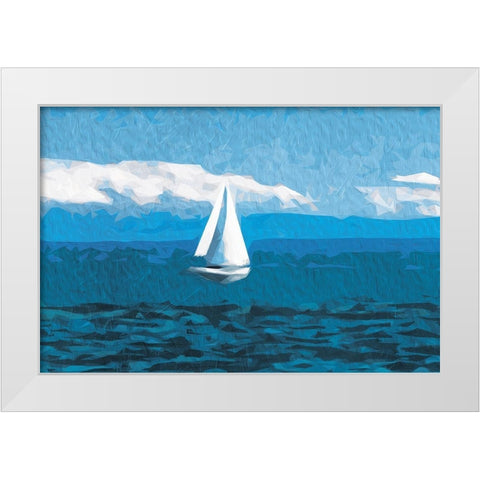 Shapes At Sea White Modern Wood Framed Art Print by Villa, Mlli