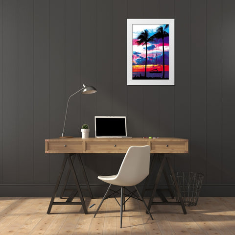 Palm Boating White Modern Wood Framed Art Print by Villa, Mlli