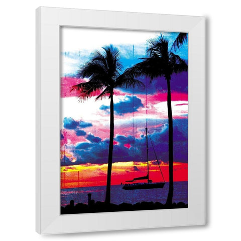 Palm Boating White Modern Wood Framed Art Print by Villa, Mlli