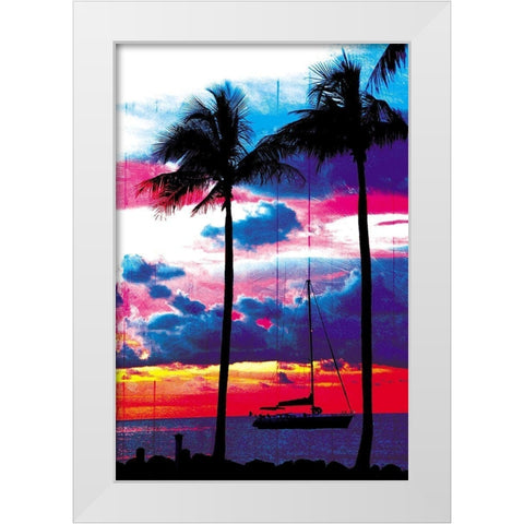 Palm Boating White Modern Wood Framed Art Print by Villa, Mlli