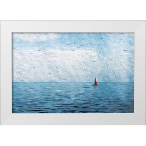 Alone Ocean White Modern Wood Framed Art Print by Villa, Mlli