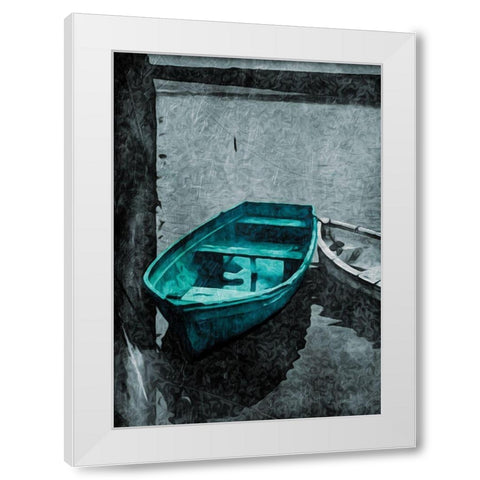 Boat In The Grey White Modern Wood Framed Art Print by Villa, Milli