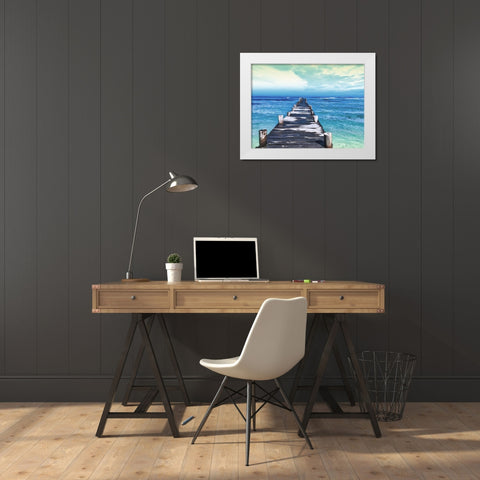 Dock at Sea White Modern Wood Framed Art Print by Villa, Milli