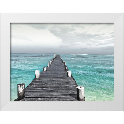 Dock At Sea Recolor White Modern Wood Framed Art Print by Villa, Mlli