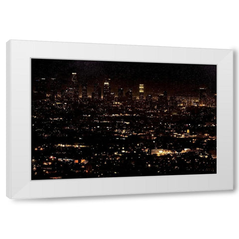 LA At Night White Modern Wood Framed Art Print by Villa, Mlli