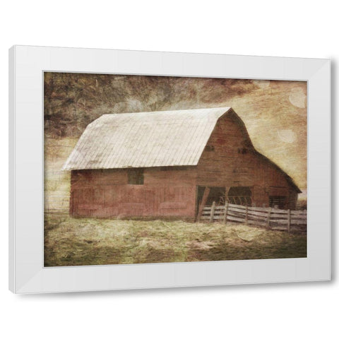Red Barn White Modern Wood Framed Art Print by Villa, Mlli