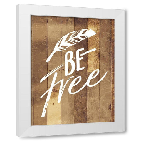 Be Free Feather White Modern Wood Framed Art Print by Villa, Mlli