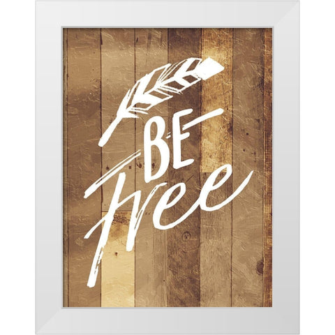 Be Free Feather White Modern Wood Framed Art Print by Villa, Mlli
