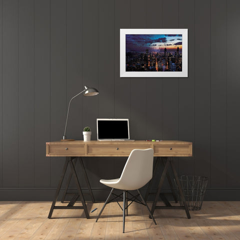 Chicago Skyline White Modern Wood Framed Art Print by Villa, Mlli