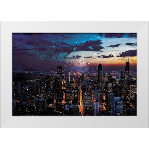 Chicago Skyline White Modern Wood Framed Art Print by Villa, Mlli