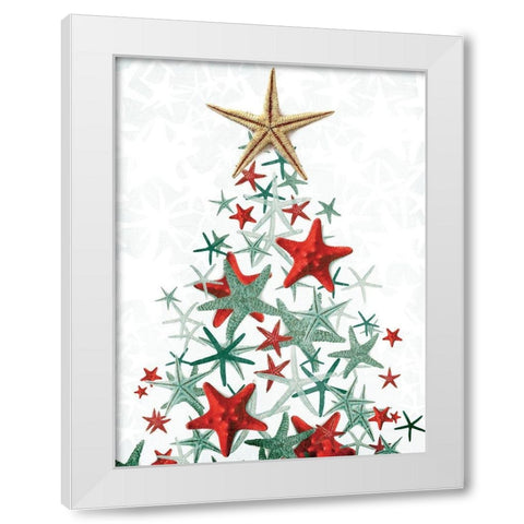 Star Fish Christmas Colors White Modern Wood Framed Art Print by Villa, Mlli