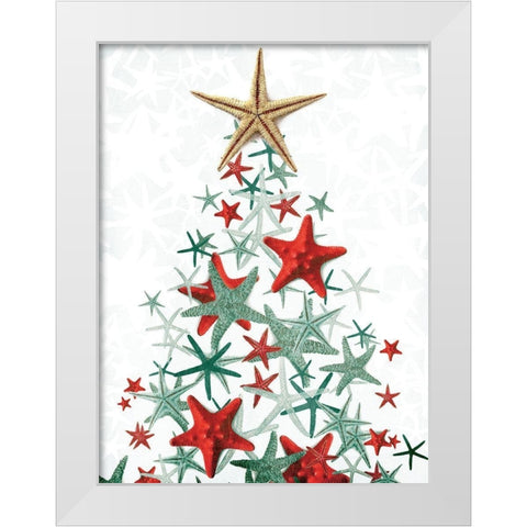 Star Fish Christmas Colors White Modern Wood Framed Art Print by Villa, Mlli