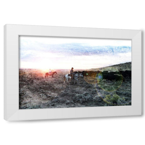 Steer The Herd White Modern Wood Framed Art Print by Villa, Mlli