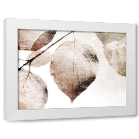 Soft Neutral Leaves White Modern Wood Framed Art Print by Villa, Mlli