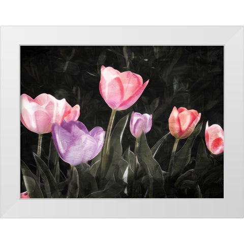 Tulips In The Dark White Modern Wood Framed Art Print by Villa, Mlli