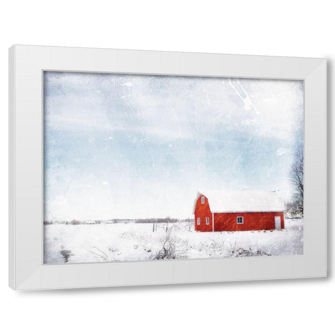 Barn In The Snow White Modern Wood Framed Art Print by Villa, Mlli