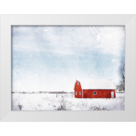 Barn In The Snow White Modern Wood Framed Art Print by Villa, Mlli