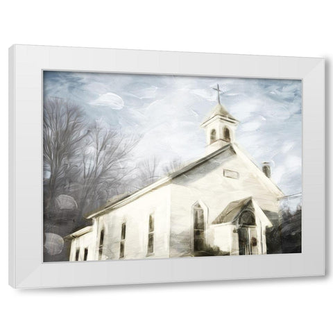 Front Of The Church White Modern Wood Framed Art Print by Villa, Mlli