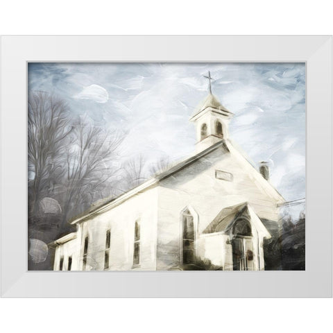 Front Of The Church White Modern Wood Framed Art Print by Villa, Mlli