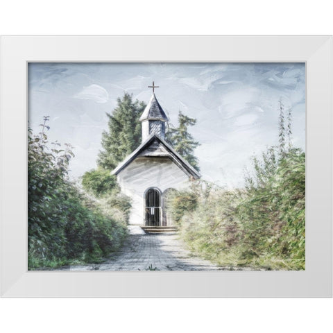 Single Church White Modern Wood Framed Art Print by Villa, Mlli