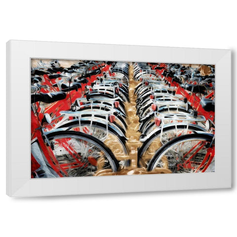 Red Bikes White Modern Wood Framed Art Print by Villa, Mlli