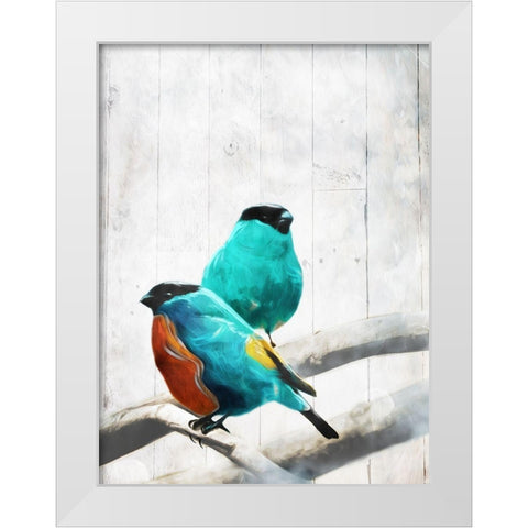 Abstract Birds White Modern Wood Framed Art Print by Villa, Mlli