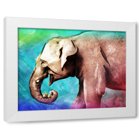 Bright Elephant White Modern Wood Framed Art Print by Villa, Mlli