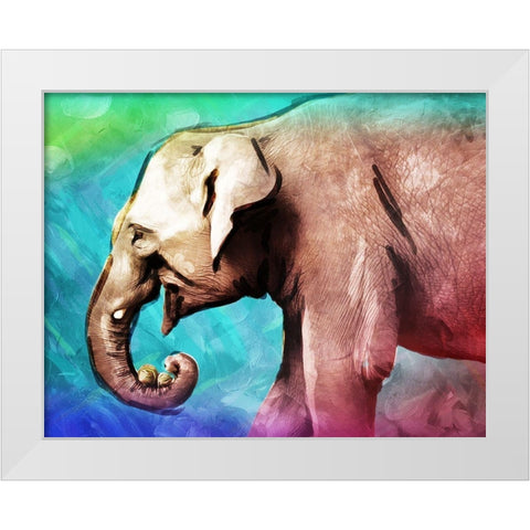 Bright Elephant White Modern Wood Framed Art Print by Villa, Mlli