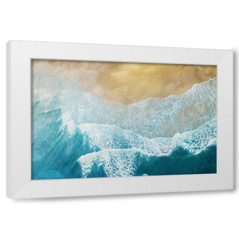 Out On The Beach White Modern Wood Framed Art Print by Villa, Milli